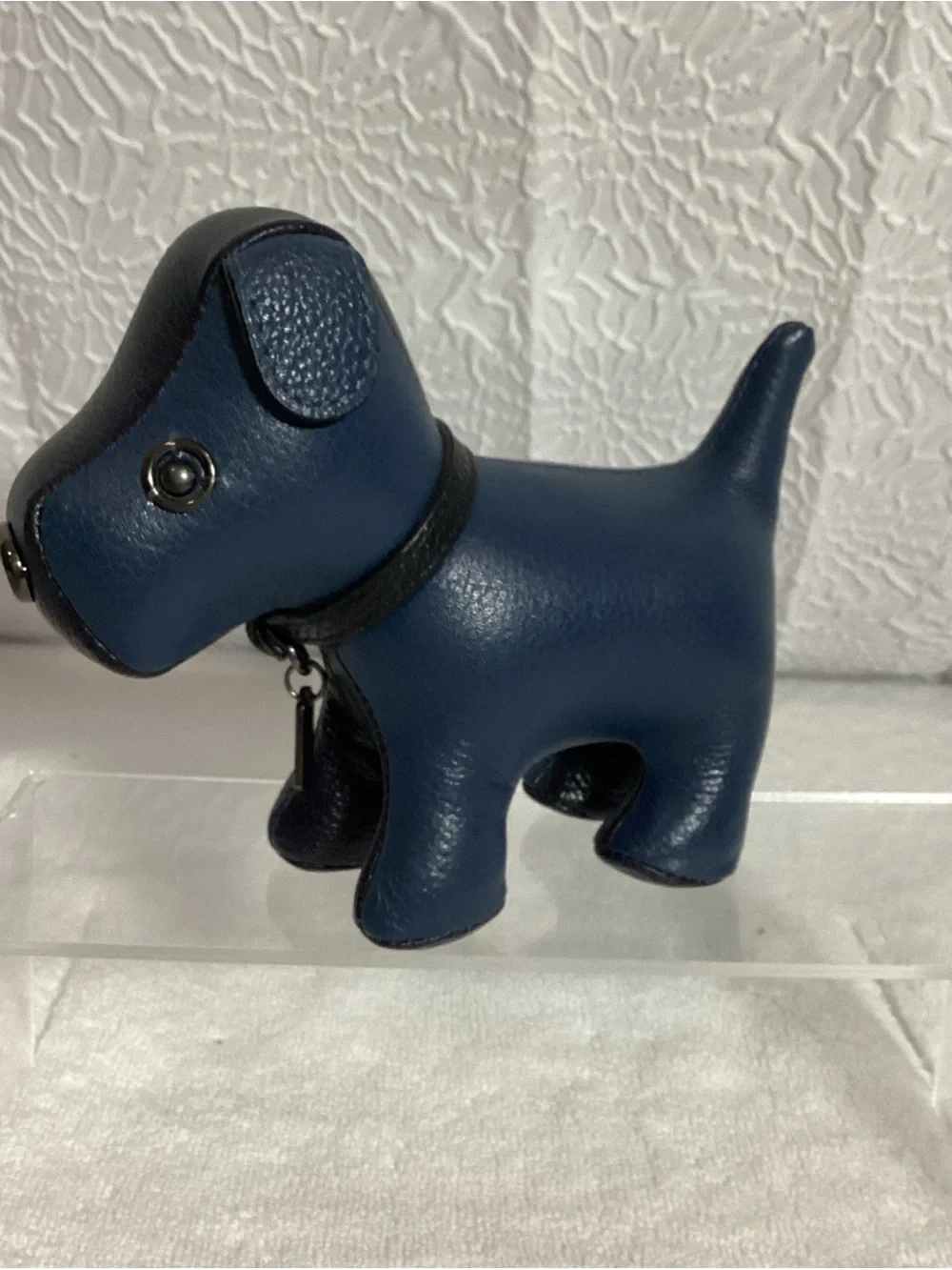 Coach Blue Colorblock Puppy Dog Paperweight with Collar & Charm Unisex